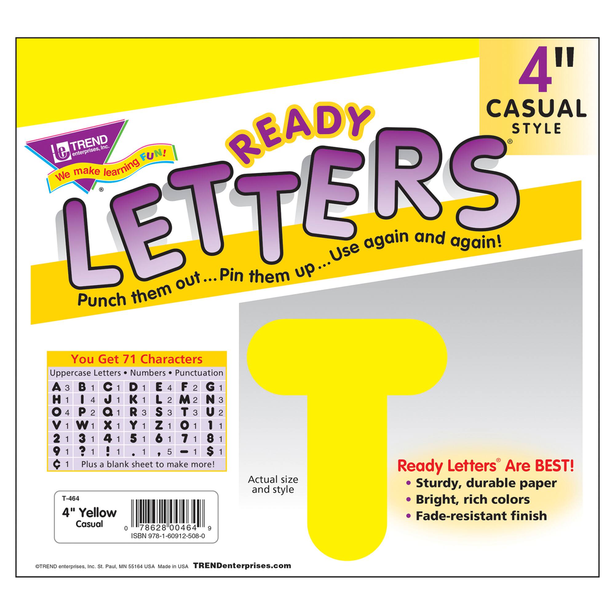 Trend Yellow 4" Casual Uppercase Ready Letters®, 6 Packs